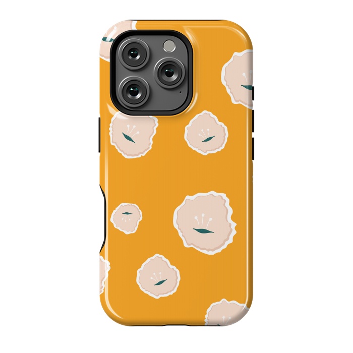 iPhone 16 Pro StrongFit Pink Flowers on Gold by Kimberly Senn | Senn & Sons