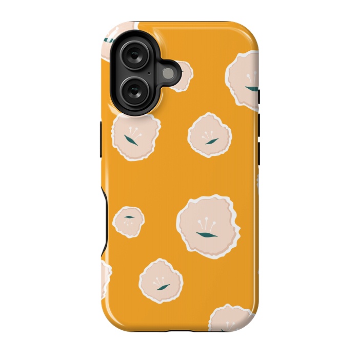 iPhone 16 StrongFit Pink Flowers on Gold by Kimberly Senn | Senn & Sons