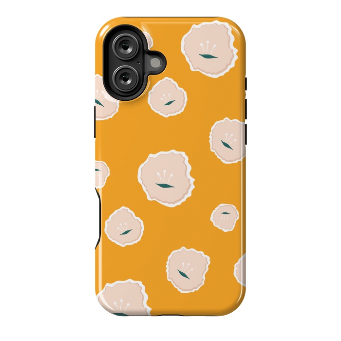 iPhone 16 Plus StrongFit Pink Flowers on Gold by Kimberly Senn | Senn & Sons