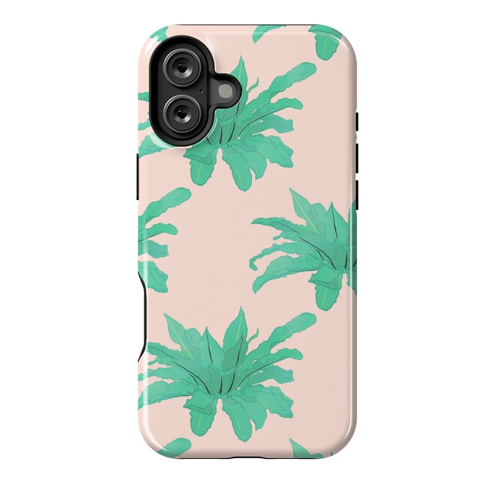 iPhone 16 Plus StrongFit Pretty Watercolor Pink Peach Floral Girly Design by InovArts