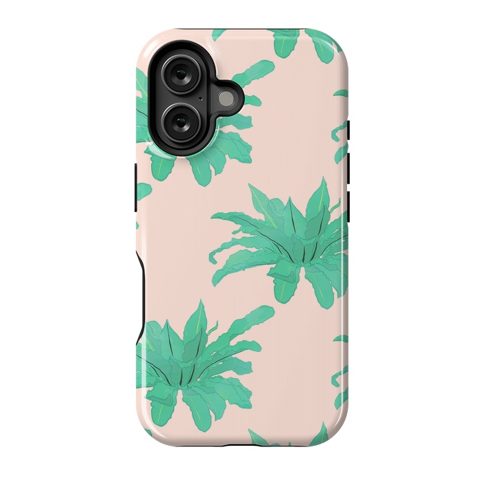 iPhone 16 StrongFit Trendy Tropical Green Plants Foliage Modern Design by InovArts