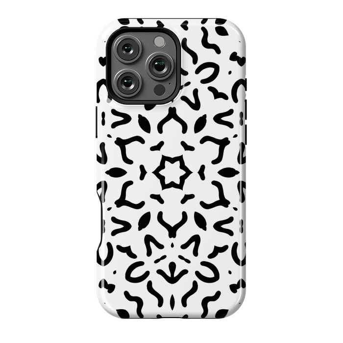 iPhone 16 Pro Max StrongFit Black Kaleidoscope Mandala by Creativeaxle