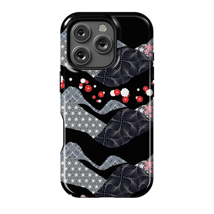 iPhone 16 Pro StrongFit Japanese mountain landscape graphic pattern by Oana 