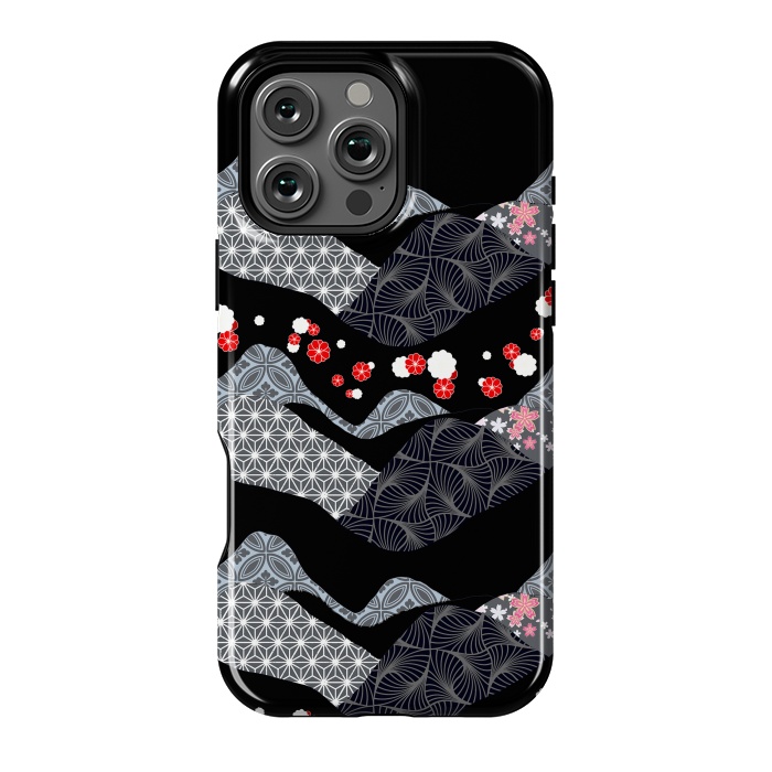 iPhone 16 Pro Max StrongFit Japanese mountain landscape graphic pattern by Oana 