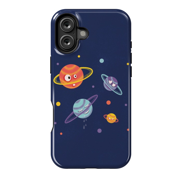 iPhone 16 Plus StrongFit Cute Planets Cartoon Space Kids by Boriana Giormova