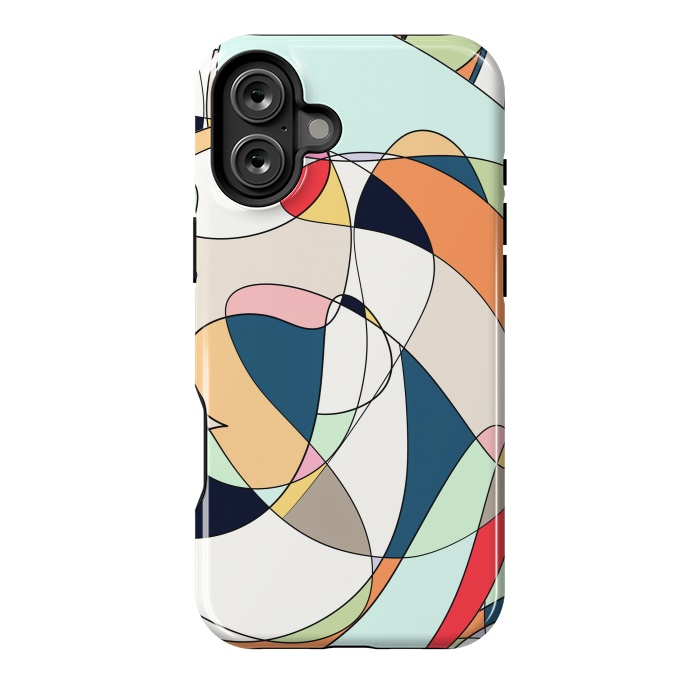 iPhone 16 Plus StrongFit Modern Colorful Abstract Line Art Design by InovArts