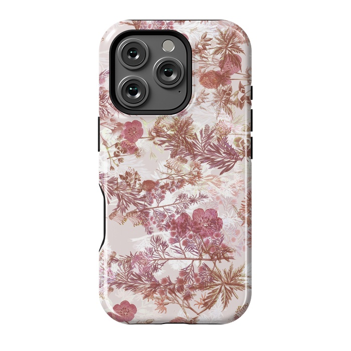 iPhone 16 Pro StrongFit Pastel pink botanical flower garden by Oana 