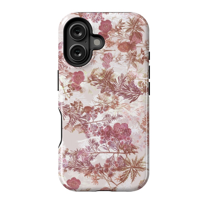 iPhone 16 StrongFit Pastel pink botanical flower garden by Oana 