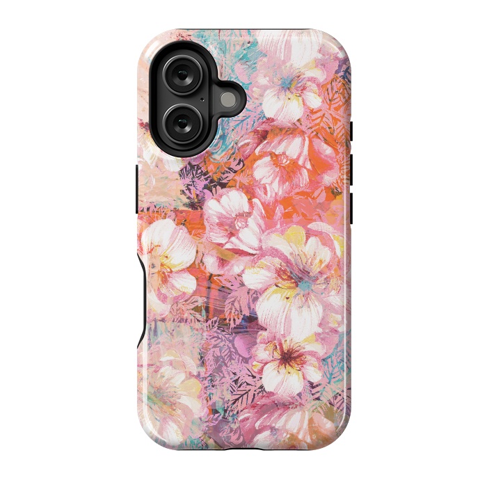 iPhone 16 StrongFit Colorful brushed roses painting by Oana 