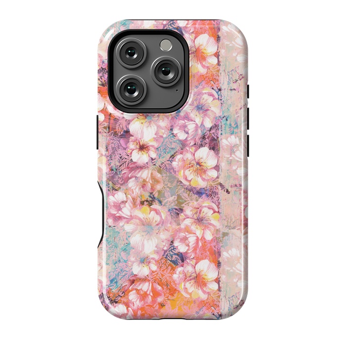 iPhone 16 Pro StrongFit Pink peach painted rose petals by Oana 