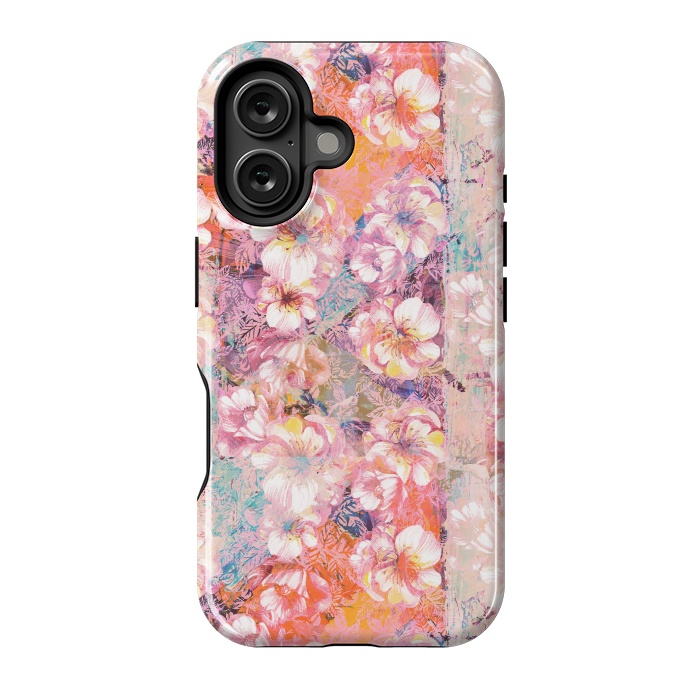 iPhone 16 StrongFit Pink peach painted rose petals by Oana 