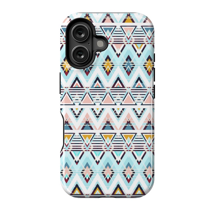 iPhone 16 StrongFit Colorful ethnic tribal triangles by Oana 