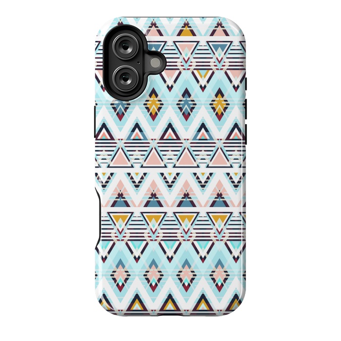 iPhone 16 Plus StrongFit Colorful ethnic tribal triangles by Oana 