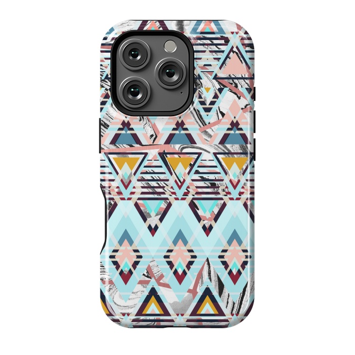 iPhone 16 Pro StrongFit Colorful brushed tribal triangles by Oana 