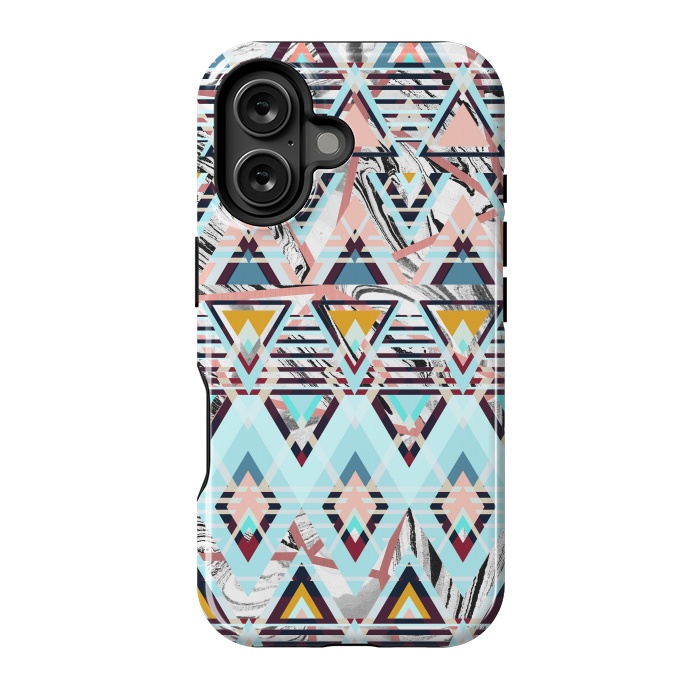 iPhone 16 StrongFit Colorful brushed tribal triangles by Oana 