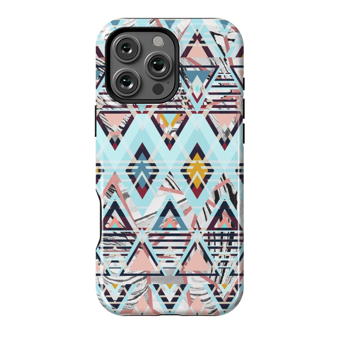 iPhone 16 Pro Max StrongFit Colorful brushed tribal triangles by Oana 