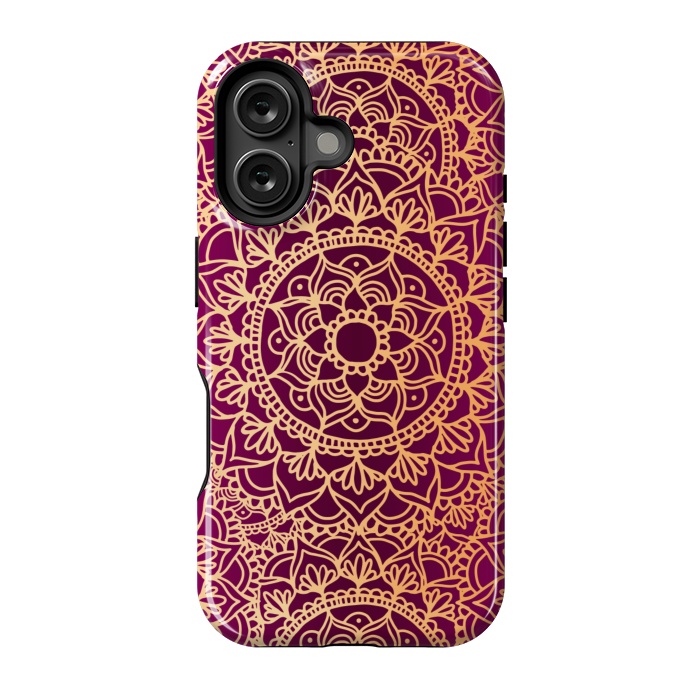 iPhone 16 StrongFit Pink and Yellow Mandala Pattern by Julie Erin Designs