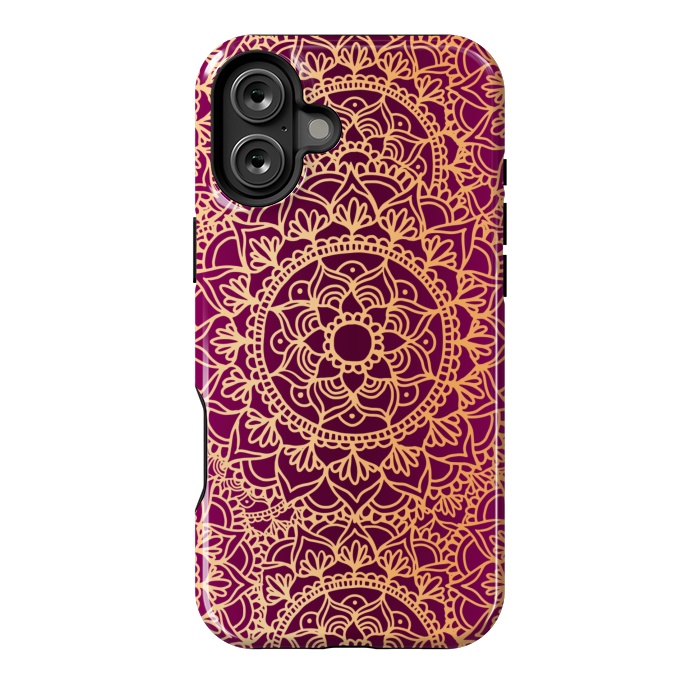 iPhone 16 Plus StrongFit Pink and Yellow Mandala Pattern by Julie Erin Designs