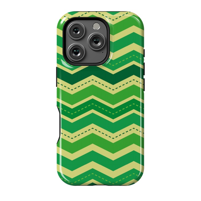 iPhone 16 Pro StrongFit zig zag green pattern 2 by MALLIKA