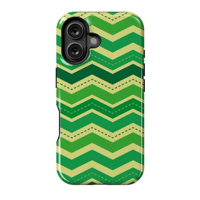 iPhone 16 StrongFit zig zag green pattern 2 by MALLIKA