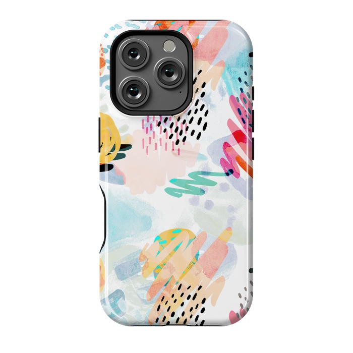 iPhone 16 Pro StrongFit Playful paint splats and brushed doodles by Oana 