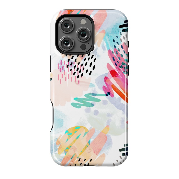 iPhone 16 Pro Max StrongFit Playful paint splats and brushed doodles by Oana 