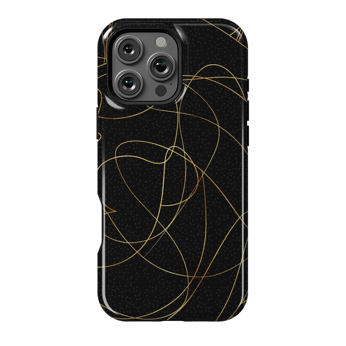 iPhone 16 Pro Max StrongFit Modern Gold Line Art Gray Dots Abstract Design by InovArts