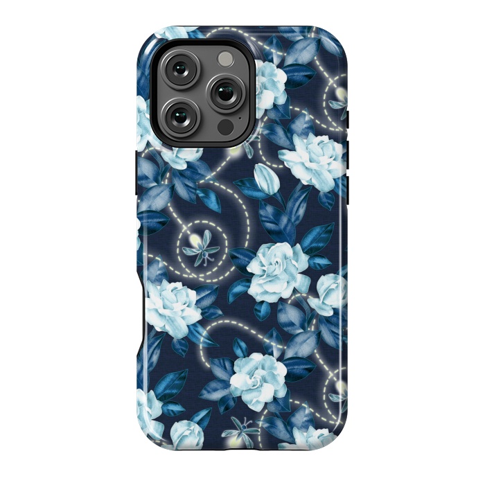 iPhone 16 Pro Max StrongFit Midnight Sparkles - fireflies and flowers by Micklyn Le Feuvre