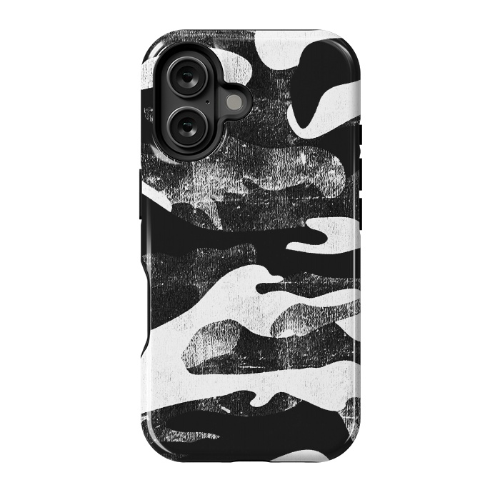 iPhone 16 StrongFit Textured grunge monochrome camouflage by Oana 