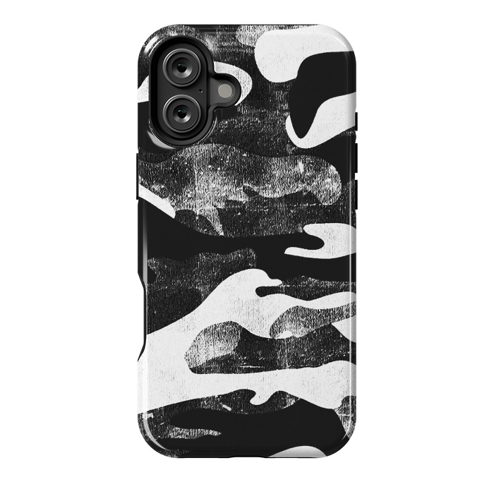 iPhone 16 Plus StrongFit Textured grunge monochrome camouflage by Oana 