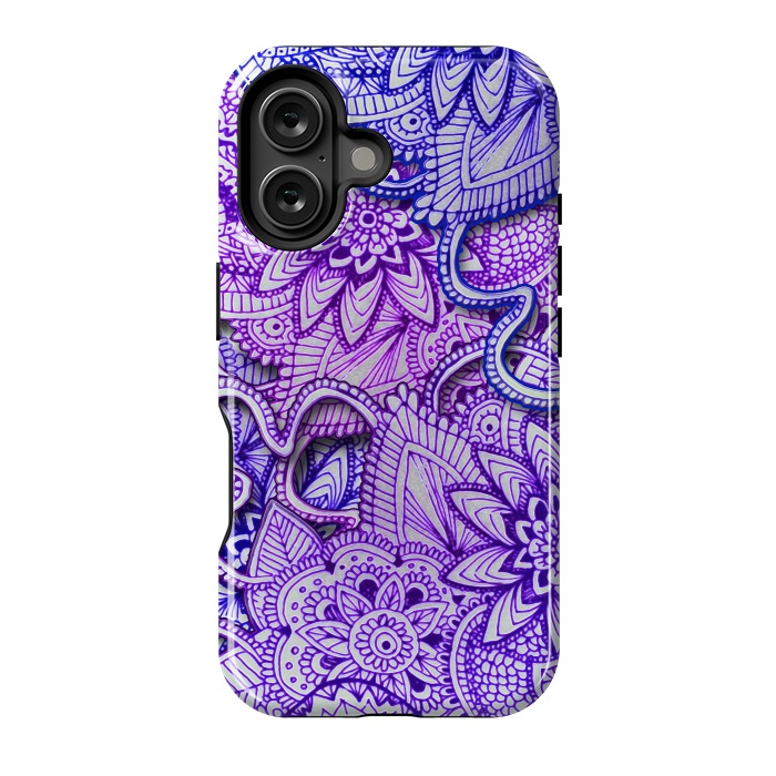 iPhone 16 StrongFit Floral Doodle G582 by Medusa GraphicArt