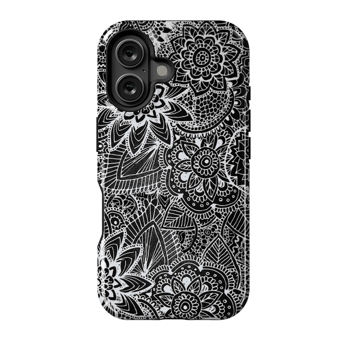 iPhone 16 StrongFit Floral Doodle G581 by Medusa GraphicArt