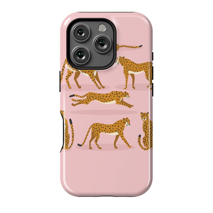 iPhone 16 Pro StrongFit Cheetahs on pink  by Jelena Obradovic