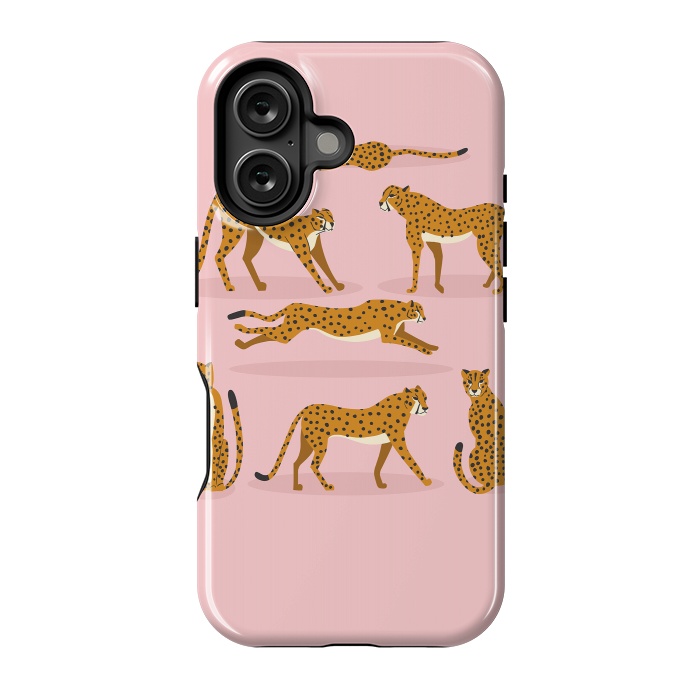 iPhone 16 StrongFit Cheetahs on pink  by Jelena Obradovic