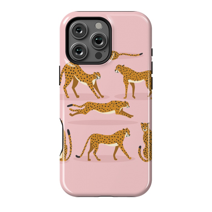 iPhone 16 Pro Max StrongFit Cheetahs on pink  by Jelena Obradovic