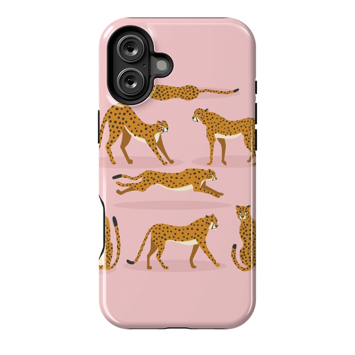 iPhone 16 Plus StrongFit Cheetahs on pink  by Jelena Obradovic