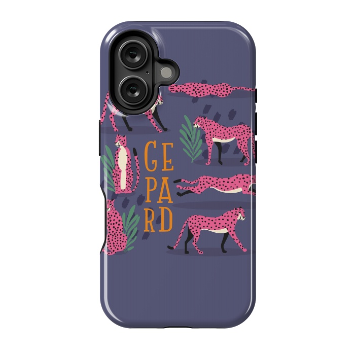 iPhone 16 StrongFit Cheetahs on purple by Jelena Obradovic