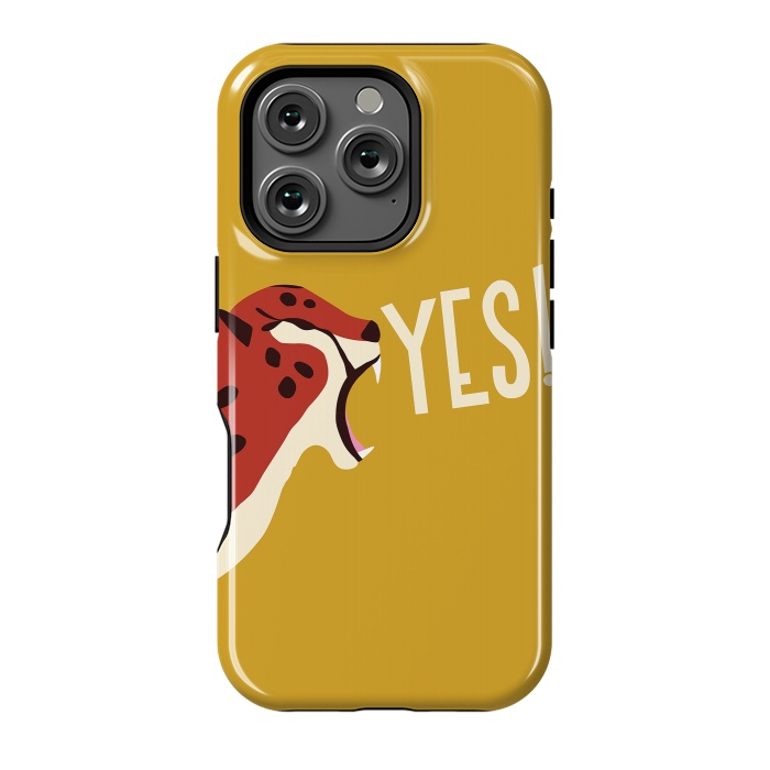 iPhone 16 Pro StrongFit Cheetah roaring YES, mustard by Jelena Obradovic