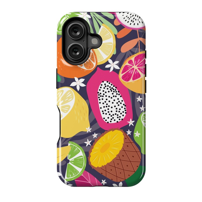 iPhone 16 StrongFit Tropical fruit pattern 01 by Jelena Obradovic