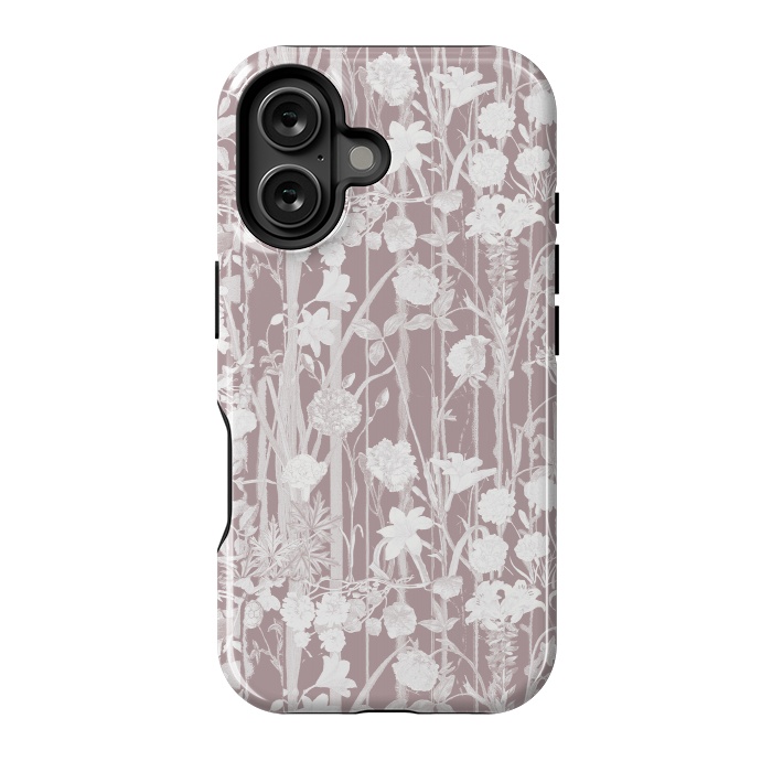 iPhone 16 StrongFit Dusty pink botanical flower garden by Oana 