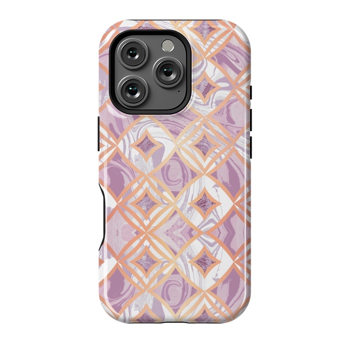 iPhone 16 Pro StrongFit Elegant pink rose gold marble tiles by Oana 