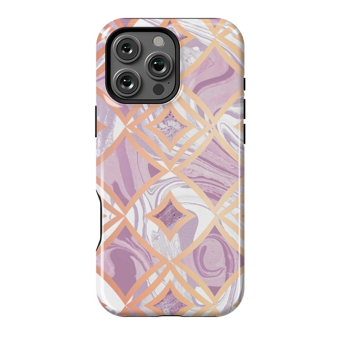 iPhone 16 Pro Max StrongFit Elegant pink rose gold marble tiles by Oana 