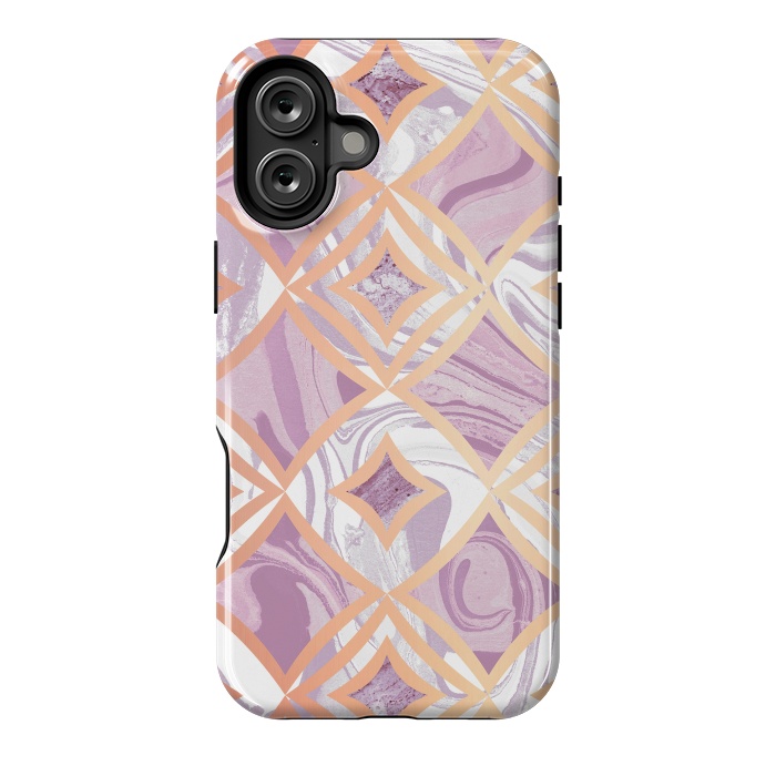 iPhone 16 Plus StrongFit Elegant pink rose gold marble tiles by Oana 