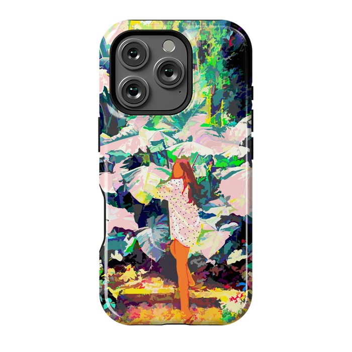 iPhone 16 Pro StrongFit Live Quietly In a Corner Of Nature, Modern Bohemian Woman Jungle Forest Eclectic Painting by Uma Prabhakar Gokhale