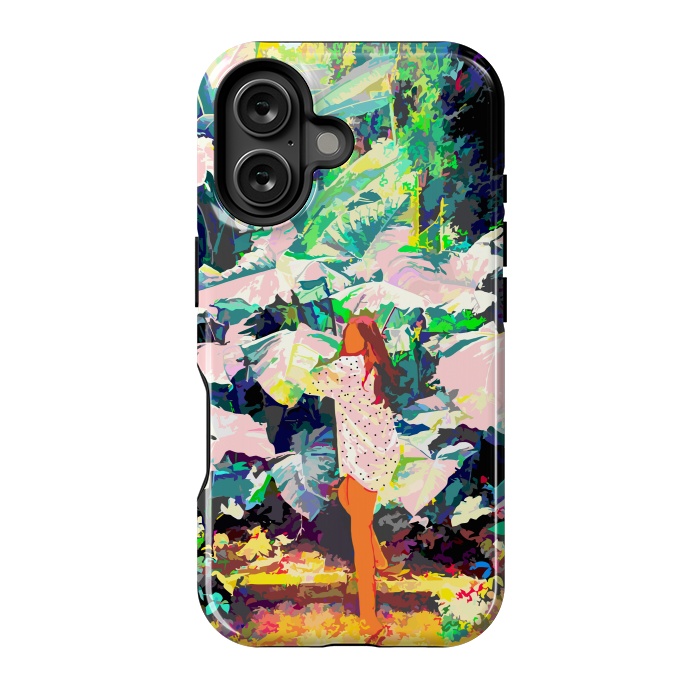 iPhone 16 StrongFit Live Quietly In a Corner Of Nature, Modern Bohemian Woman Jungle Forest Eclectic Painting by Uma Prabhakar Gokhale