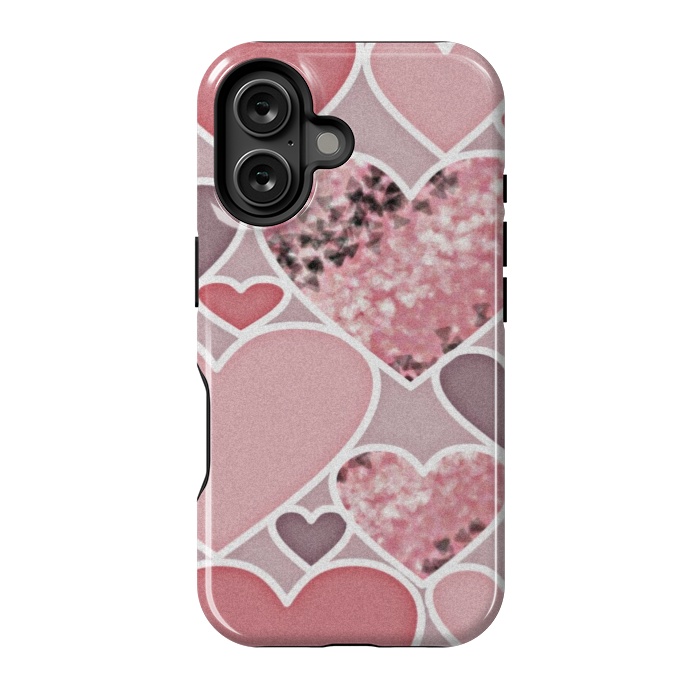 iPhone 16 StrongFit Pink hearts by CAS