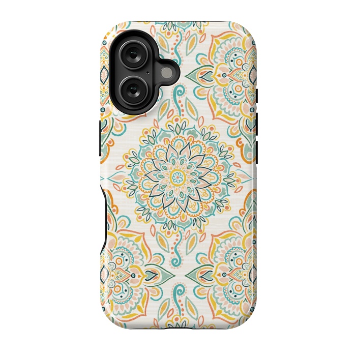 iPhone 16 StrongFit Retro Spring Folk Art Diamonds by Tangerine-Tane