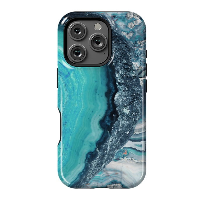 iPhone 16 Pro StrongFit Turquoise silver geode precious stone by Oana 