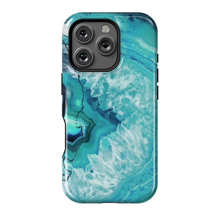 iPhone 16 Pro StrongFit Turquoise agate geode marble by Oana 