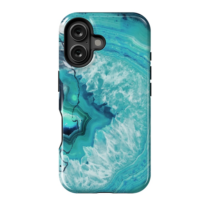 iPhone 16 StrongFit Turquoise agate geode marble by Oana 